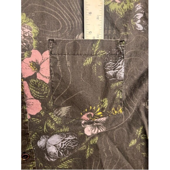 Quiksilver Floral Button Up Shirt Men's Size M Brown - Picture 6 of 9